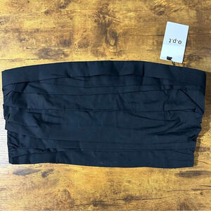 O.P.T One Pretty Time Black Bandeau Pleated Crop Top NWT L
